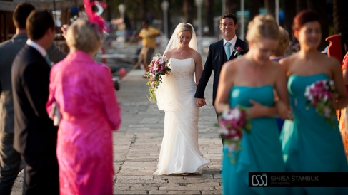 Cavtat Wedding bridesmaids on their way to reception place