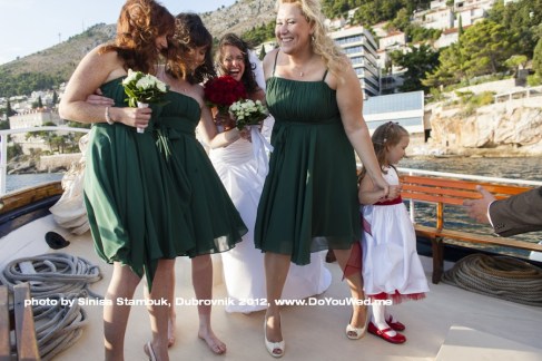 Dubrovnik Wedding bridesmaids on a boat cruise with our dear bride Petra